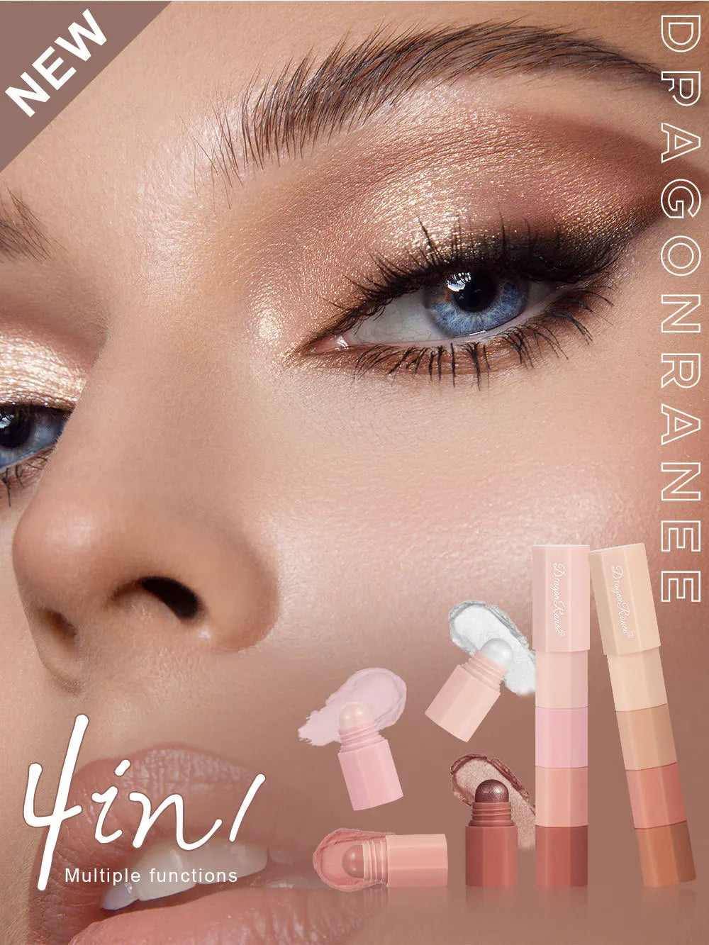 Dragon Ranee Eyeshadow Pencil 4 Colors/Set Waterproof Non-Smudge Highlighter Stick Pearlescent Matte Silkworm Lazy Eye Makeup