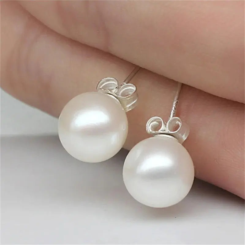 SOMILIA 925 Sterling Silver Japan Pearl Stud Earrings – Elegant Ball Jewelry for Women