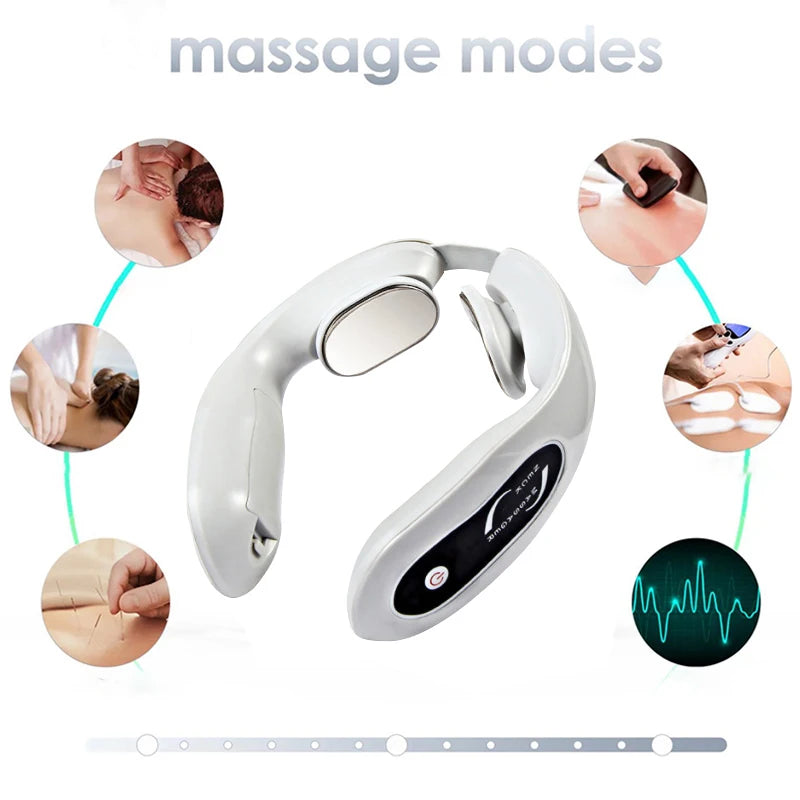 Intelligent Neck Massager Portable Pain Relief & Relaxation Device – Gray, Battery Operated