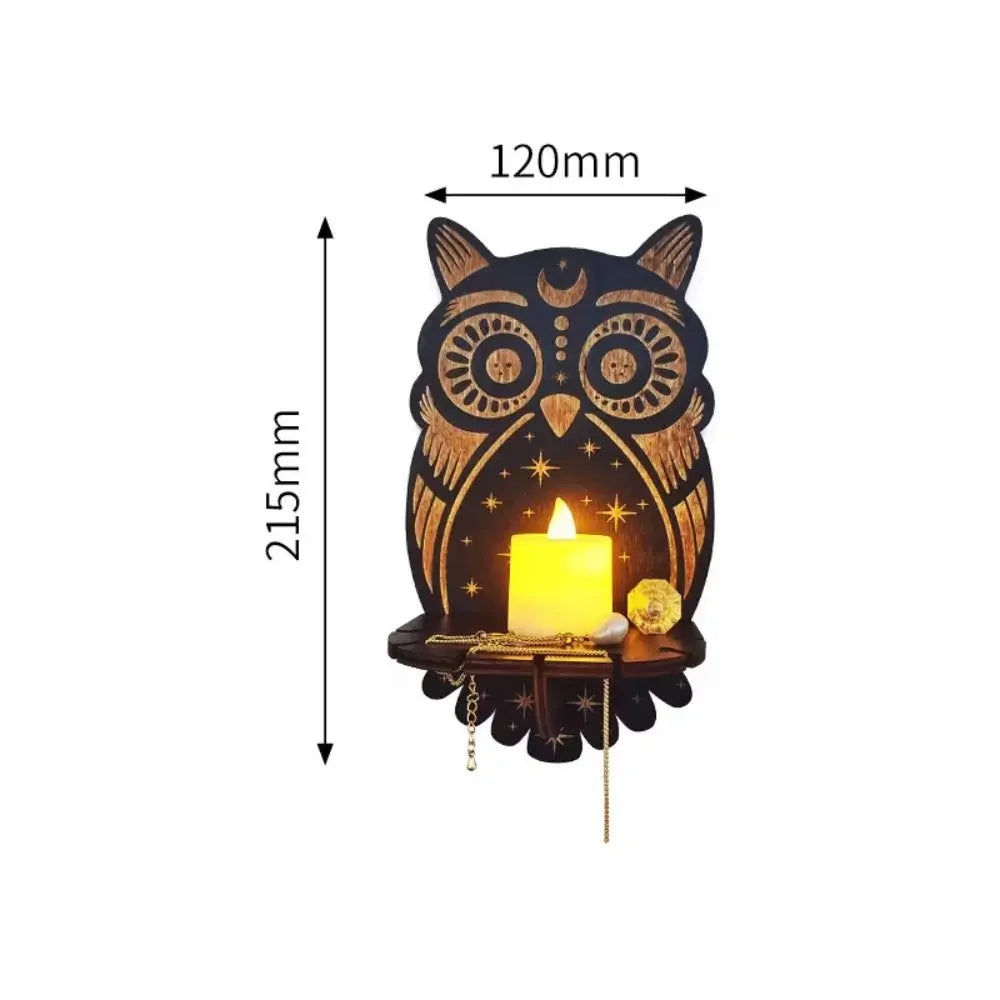 Hand-Carved Wooden Wall Shelf – Stone Style Hanging Display Stand & Candle Holder for Home Décor