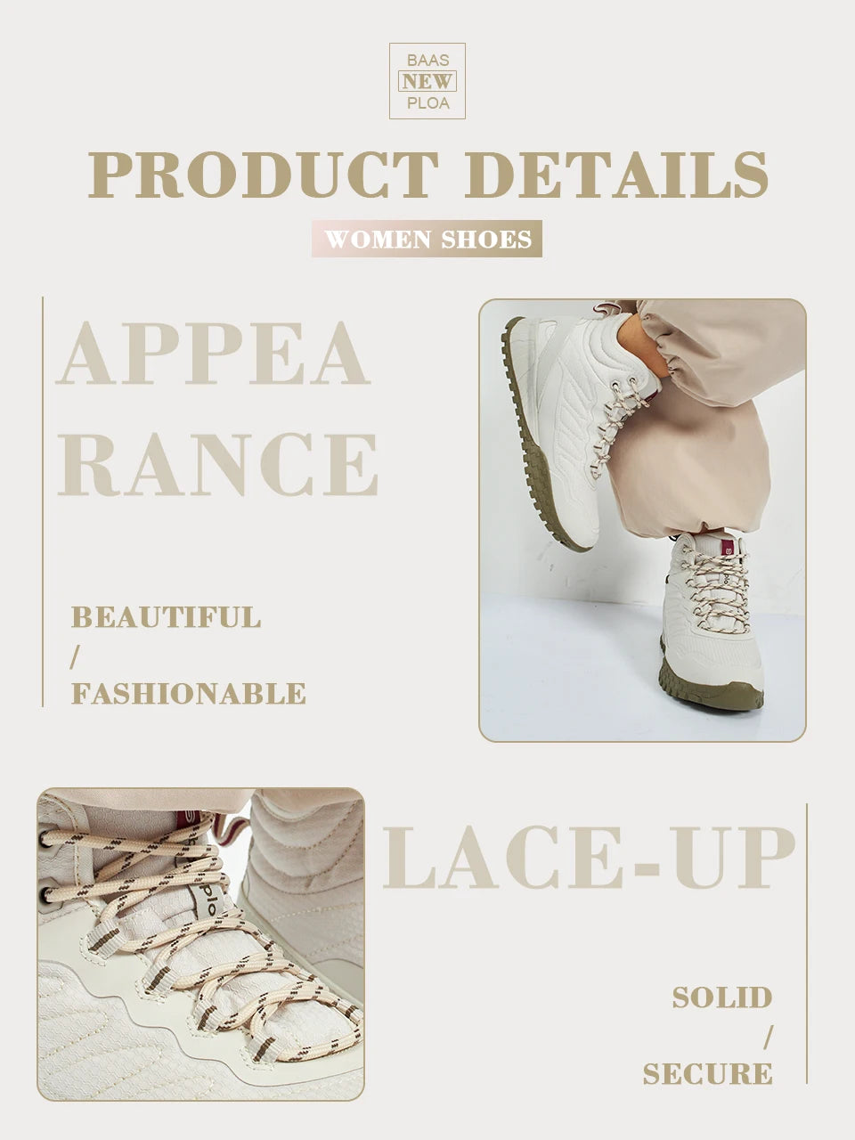 Baasploa Winter Women Sneakers – Plush Warm Waterproof Snow Boots