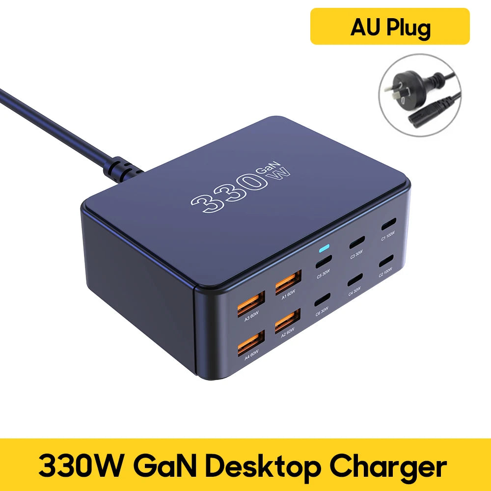 800W GaN USB-C Charger – 100W PD3.0 PPS QC3.0 Multiport Fast Charging Station for iPhone 15/16, Samsung, MacBook & Laptops