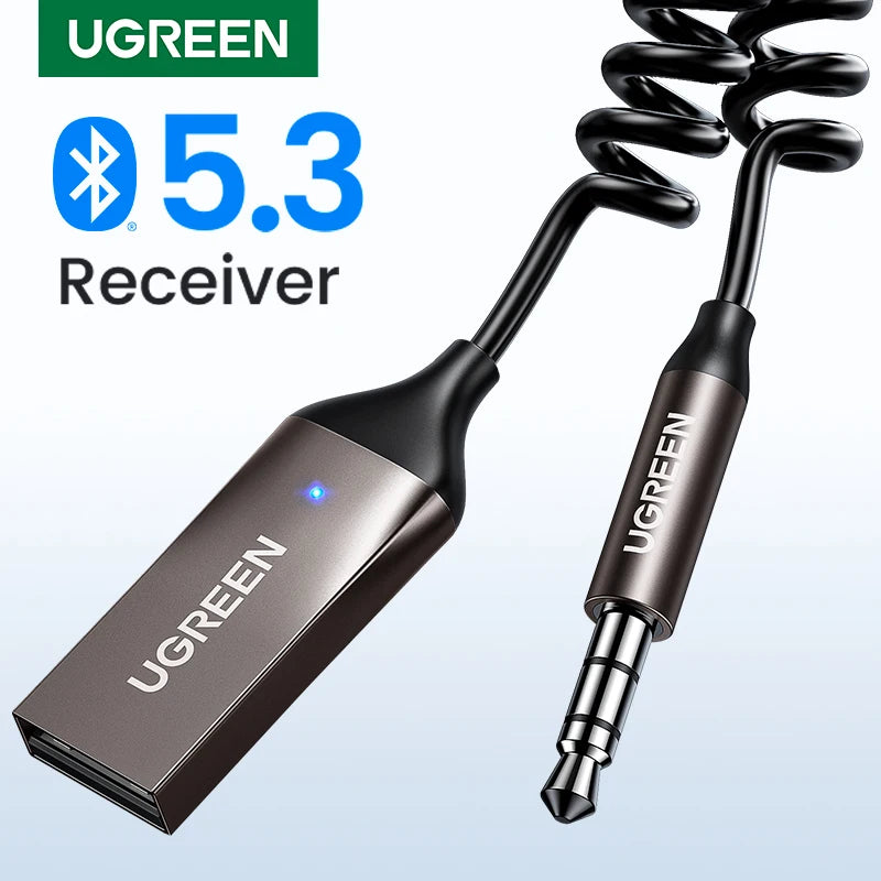 Bluetooth 5.3 Car Audio Receiver Wireless Hands-Free Adapter AUX 3.5mm