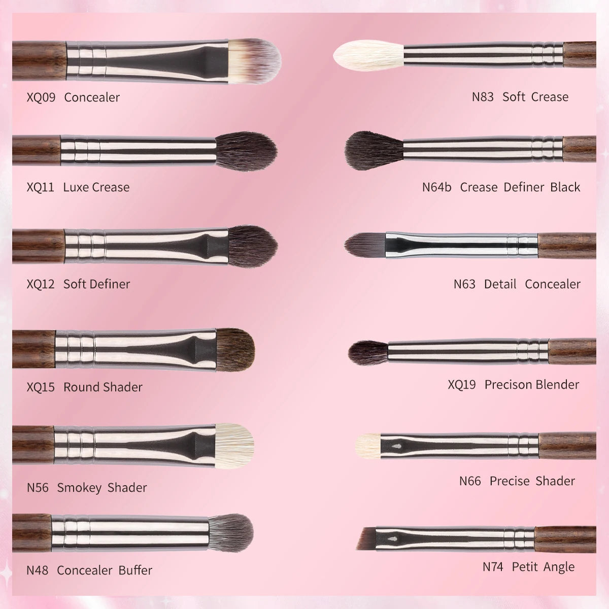 OVW 12pcs Professional Makeup Brush Set – Natural Hair Eye Shadow, Eyeliner, Eyebrow & Lip Brushes Beauty Tools