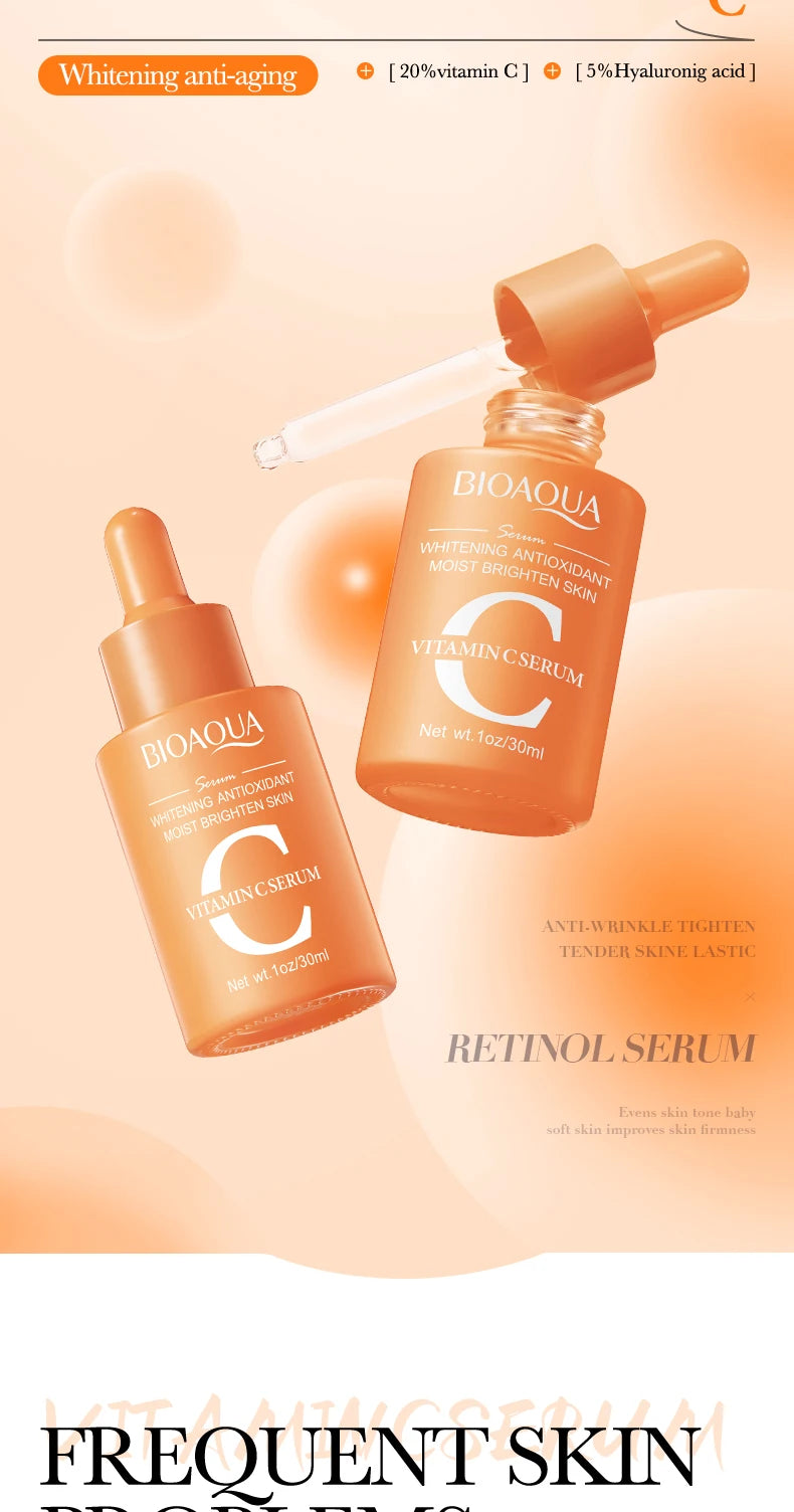 BIOAQUA Vitamin C Retinol Hyaluronic Acid Serum – Moisturizing, Brightening & Firming Facial Essence