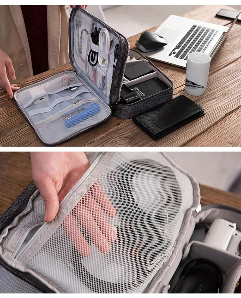 Waterproof Cable Storage Organizer Bag – Portable Travel Electronic Accessories Case for Cables & Chargers