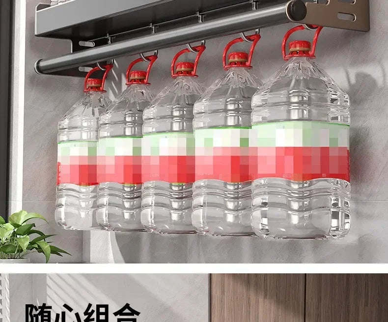 Stylish Wall-Mounted Kitchen Condiment Rack with Oil & Vinegar Storage