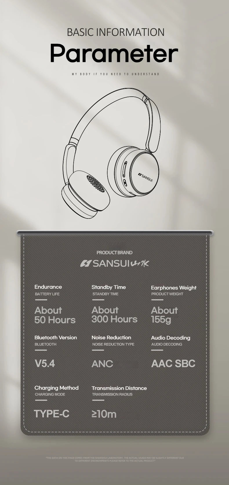 Sansui DT11 ANC Wireless Bluetooth Headphones – Retro Over-Ear Headset with -45dB Active Noise Cancellation & 50H Playtime
