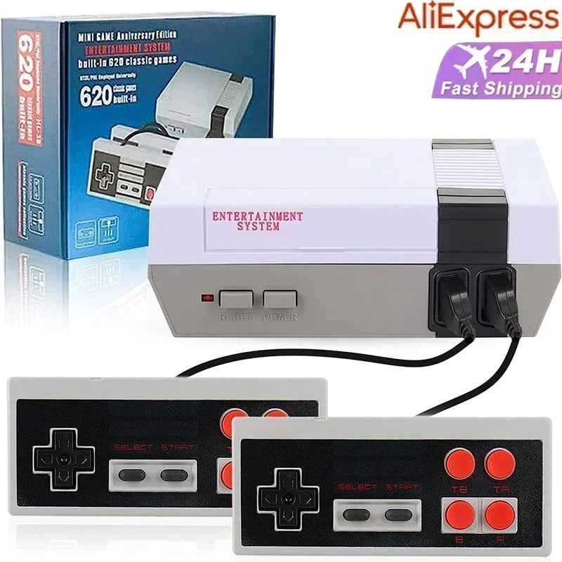Retro 8-Bit Game Console with Dual 4-Button Controllers – HDMI Mini Classic Gaming System Built-in 620 Games