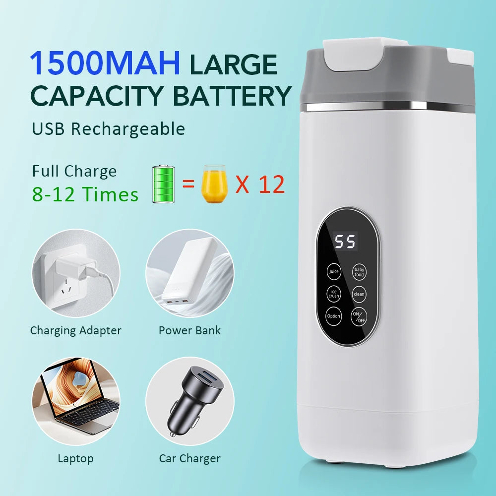 6-Blade Portable Electric Juicer Cup USB Rechargeable Personal Blender