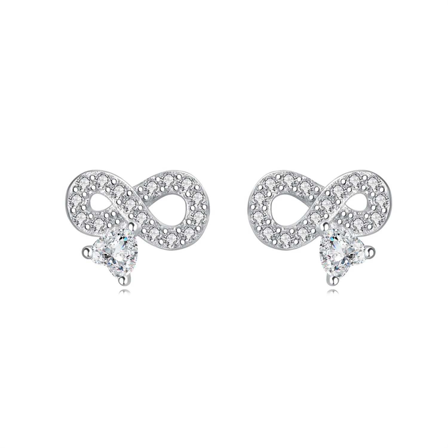 925 Sterling Silver Pink Heart Bow Stud Earrings – Elegant Gift for Women
