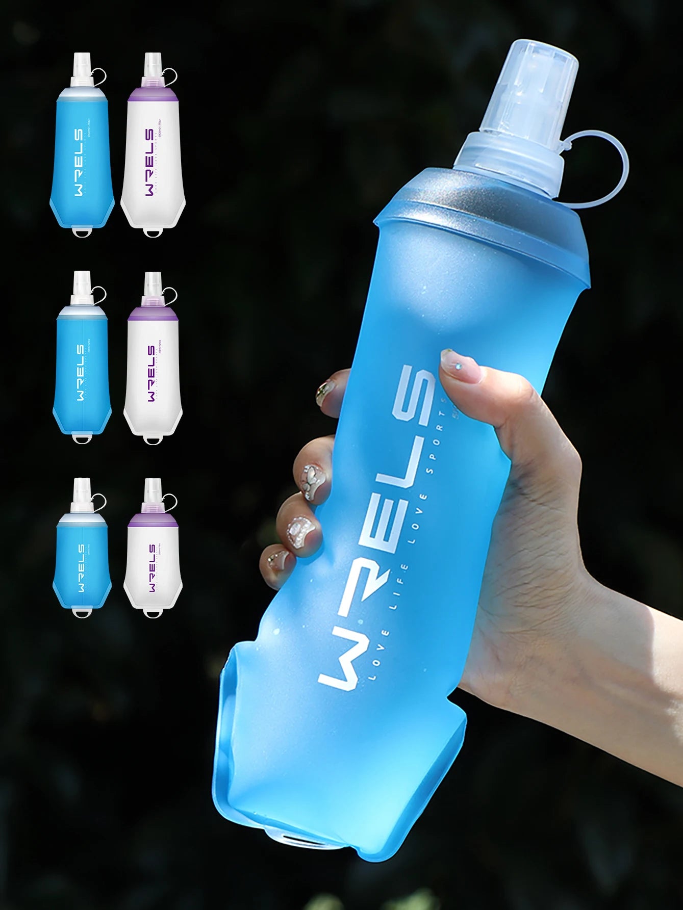 WRELS Foldable Silicone Water Bottle Outdoors Traveling Sport Running Cycling Kettle Healthy Soft Material TPU BPA-Free Kettle