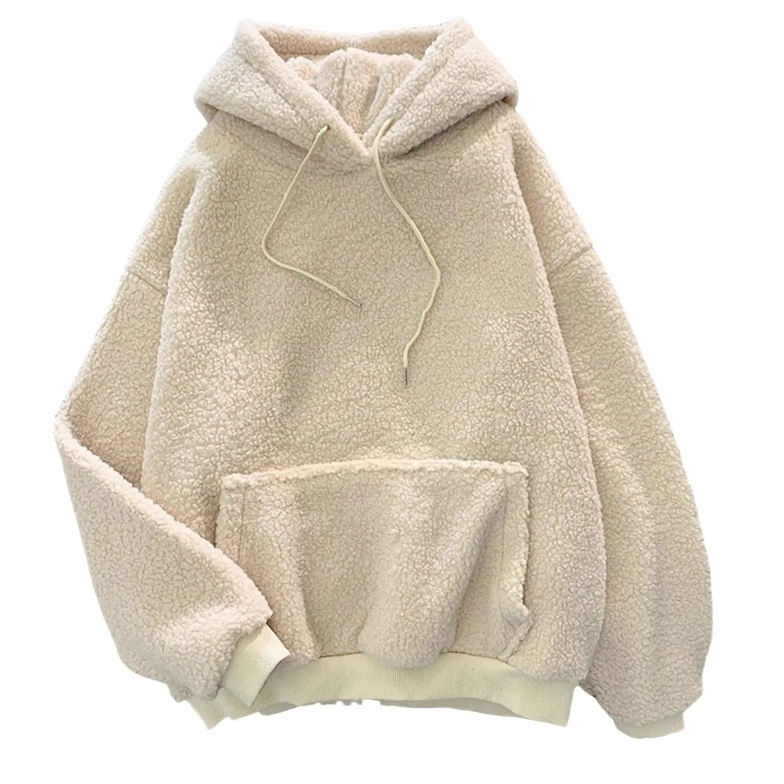 Pink Hooded Harajuku Sweatshirt – Autumn/Winter Fleece Pullover for Women