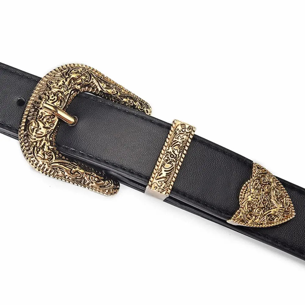 Vintage Carved PU Leather Belt – Punk Hip Hop Y2K Style Unisex
