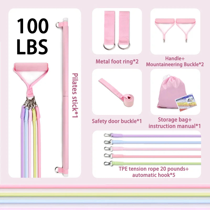 Macaron Color Tension Rope Fitness Set – Elastic Resistance Bands for Home Workouts