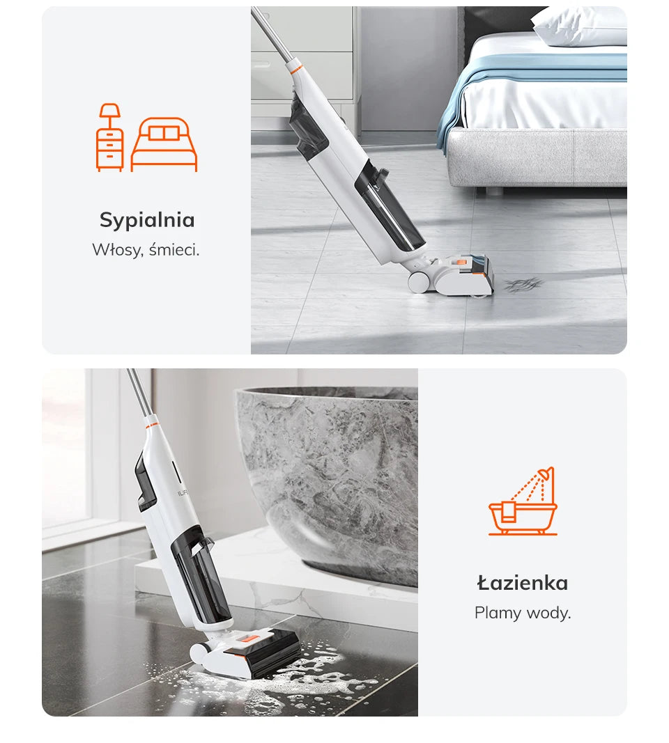 ILIFE W90 Cordless Wet & Dry Smart Vacuum Mop – 5500Pa Suction, 1-Min Self-Cleaning, Dual Water Tank