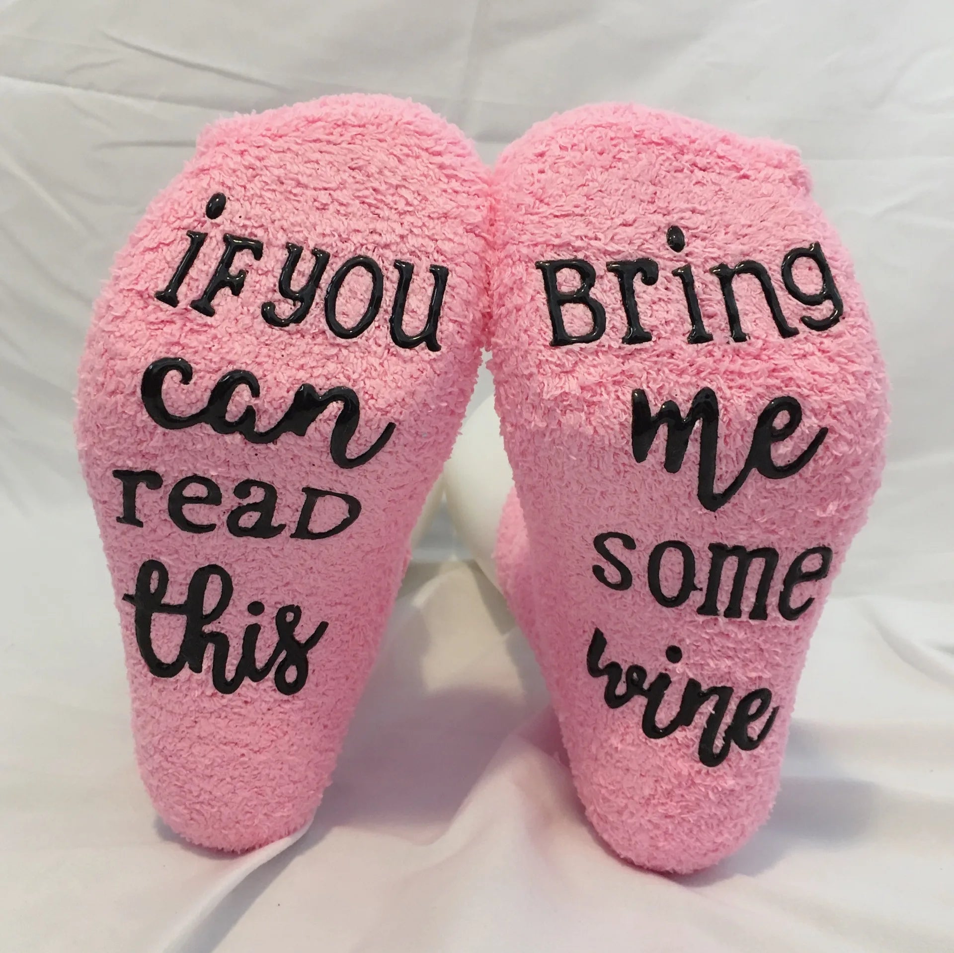 Funny Pink Wine Socks – Soft Letter-Printed Cozy Women’s Socks