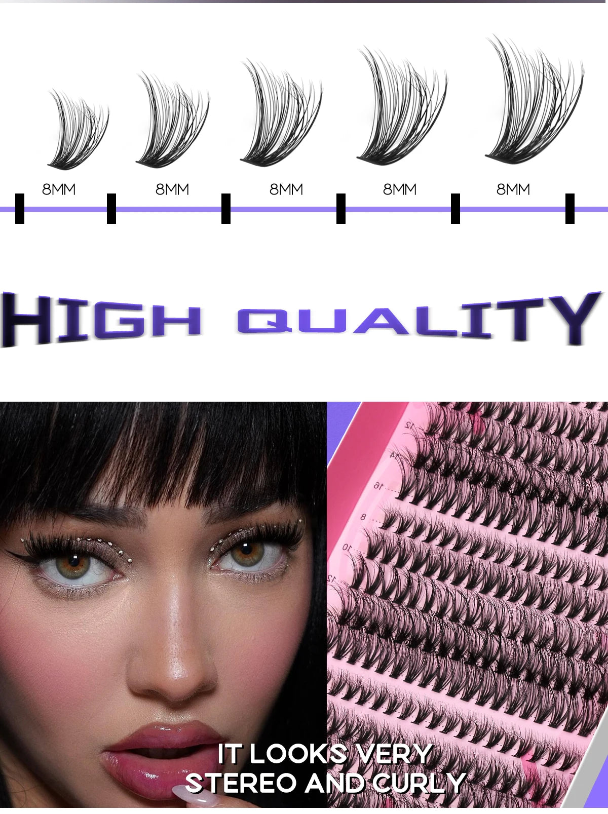 GROINNEYA DIY Lash Extension Kit – Individual Cluster Mix Lashes with Bond & Seal for At-Home Use