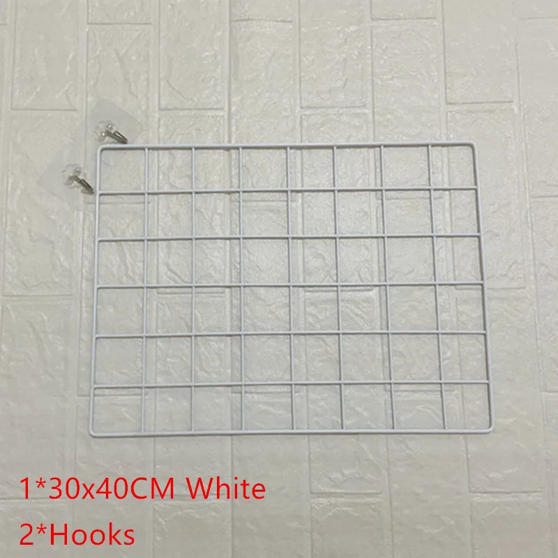 2/1pcs Iron Grid Wall Rack – INS Style Wall Decoration & Mesh Organizer Shelf for Home Display