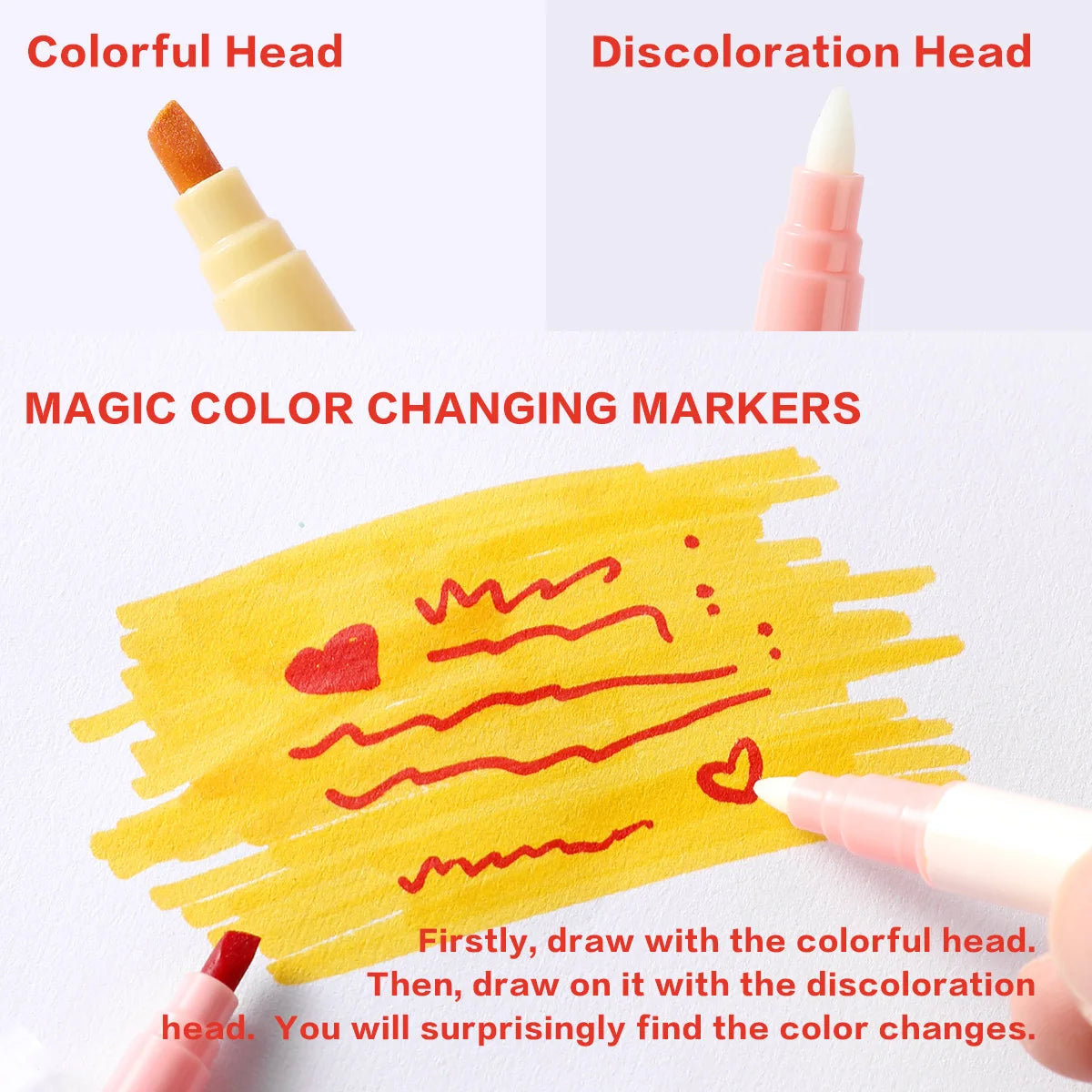 12pcs Magic Color-Changing Highlighter Pen Set – Double-Ended DIY Marker Pens for School, Office & Scrapbooking