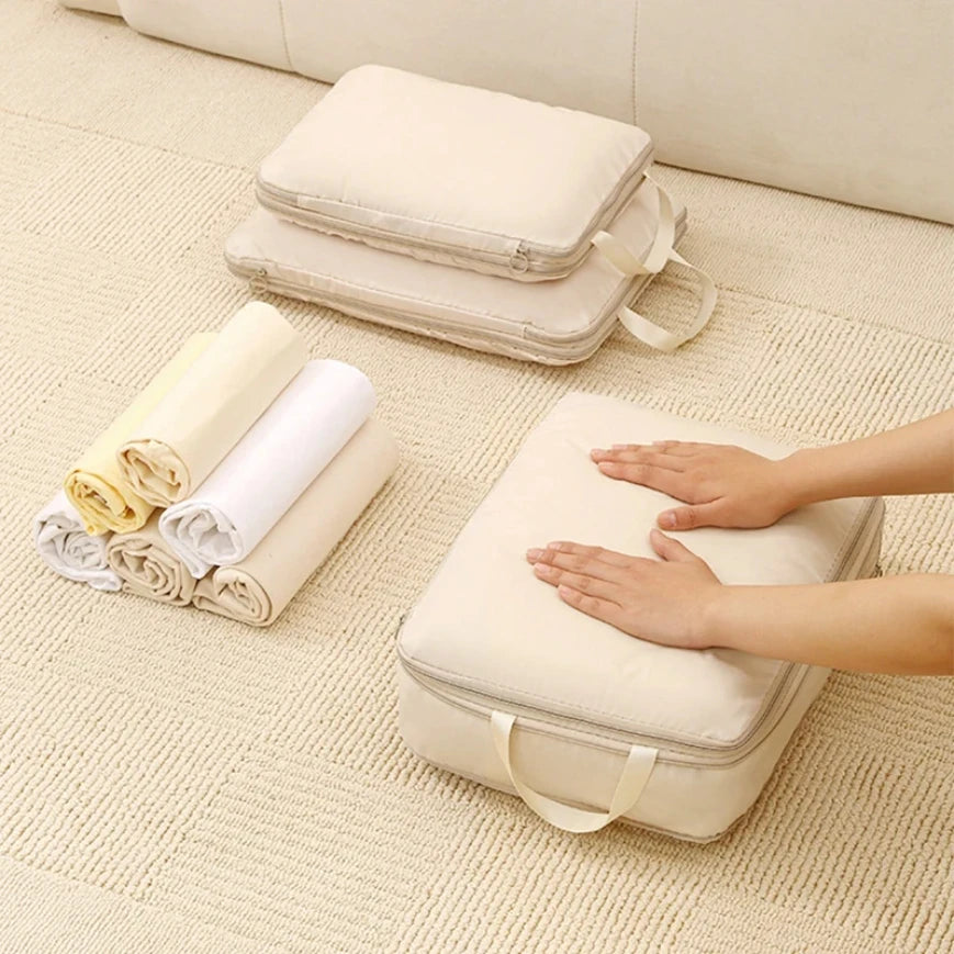 4Pcs Set Travel Compression Packing Cubes Bag Organizers Waterproof Luggage Cases for Suitcase Clothes Portable Drawer Bags