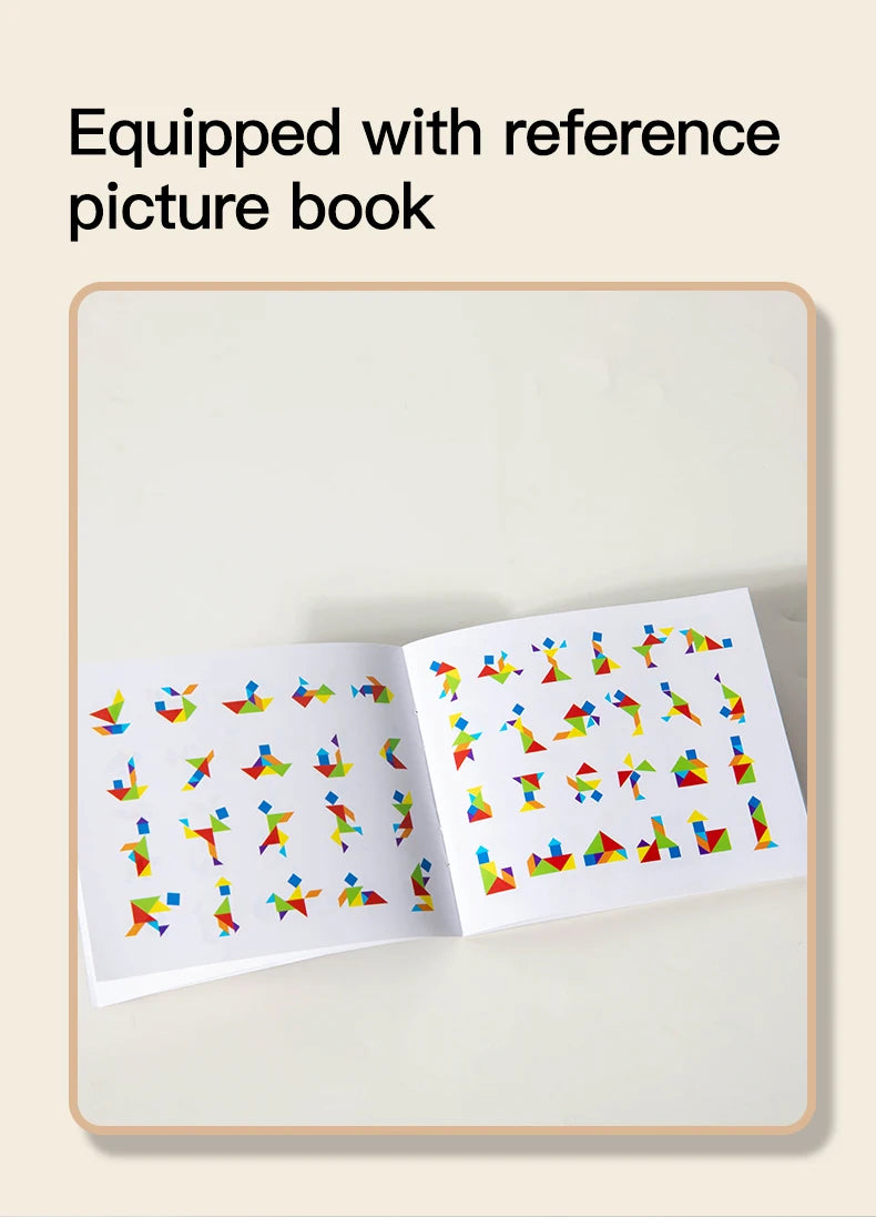 3D Wooden Tangram Puzzle – Montessori Educational Geometric Toy for Kids