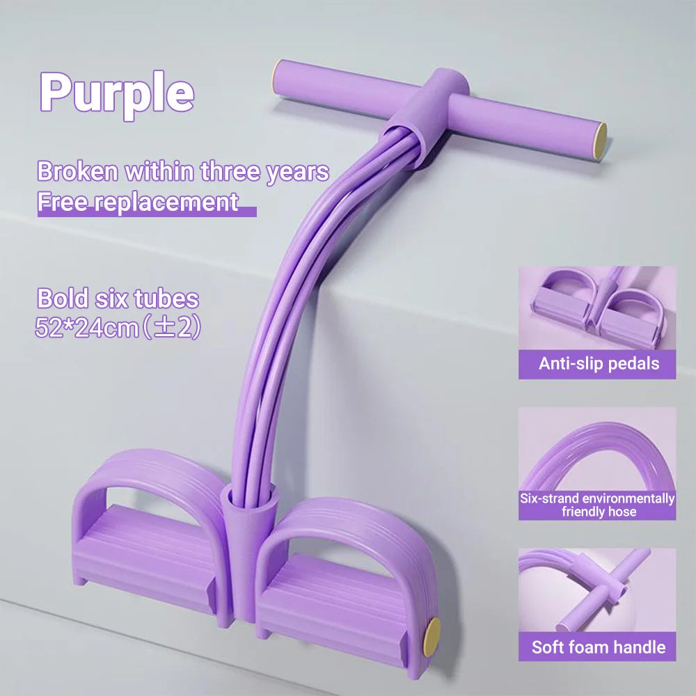 6-Tube Resistance Band Set – Multi-Function Fitness & Yoga Tension Rope with Pedal Puller