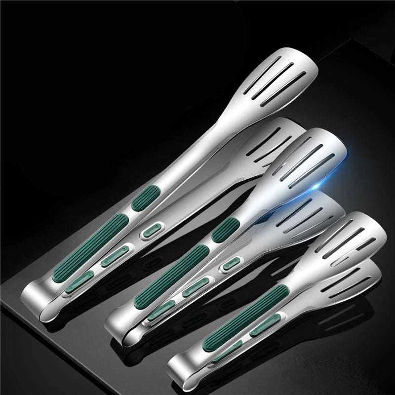 Non-Slip Stainless Steel Food Tongs – Meat, Salad & BBQ Clip