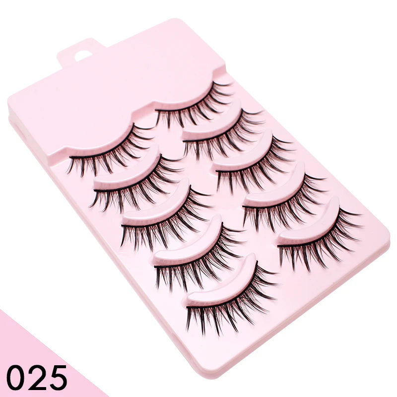 DINGSEN Anime Fake Eyelashes – 5 Pairs Natural Manga Lashes with Clear Band