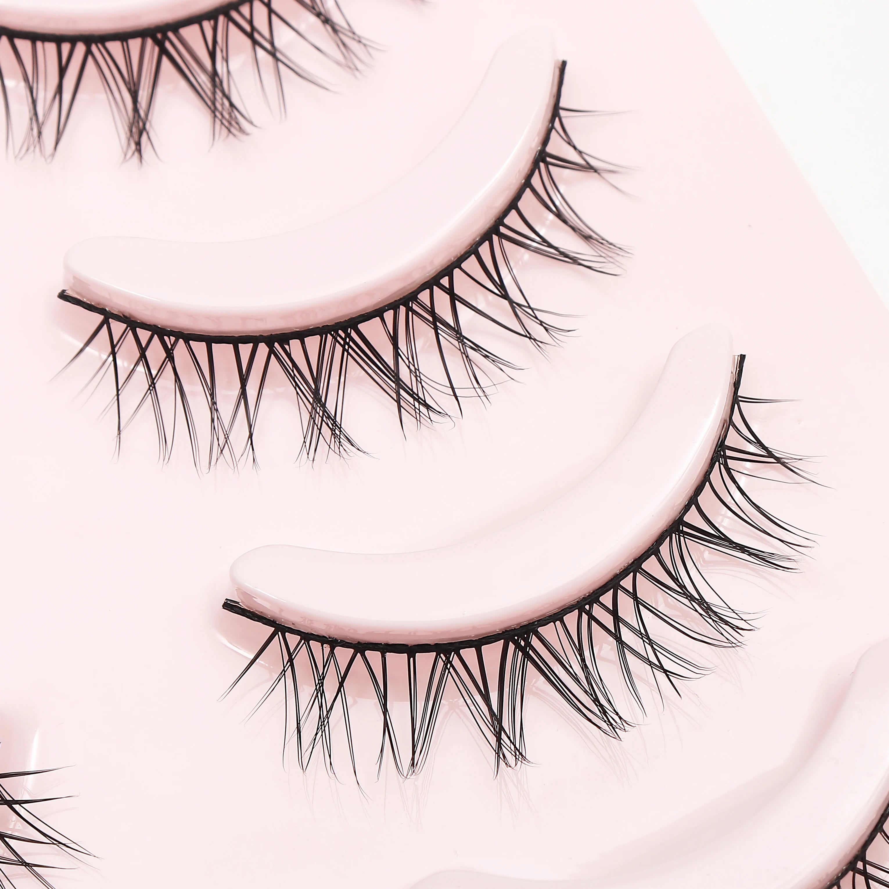 DINGSEN Anime Fake Eyelashes – 5 Pairs Natural Manga Lashes with Clear Band