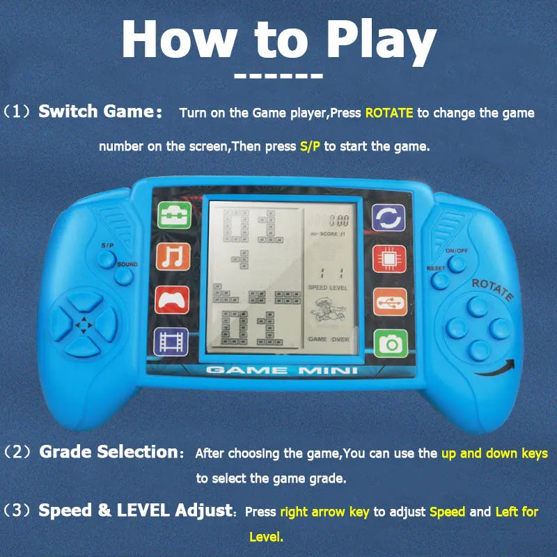 3.5" Pocket Handheld Game Console – Classic Retro Tetris Game Player for Kids