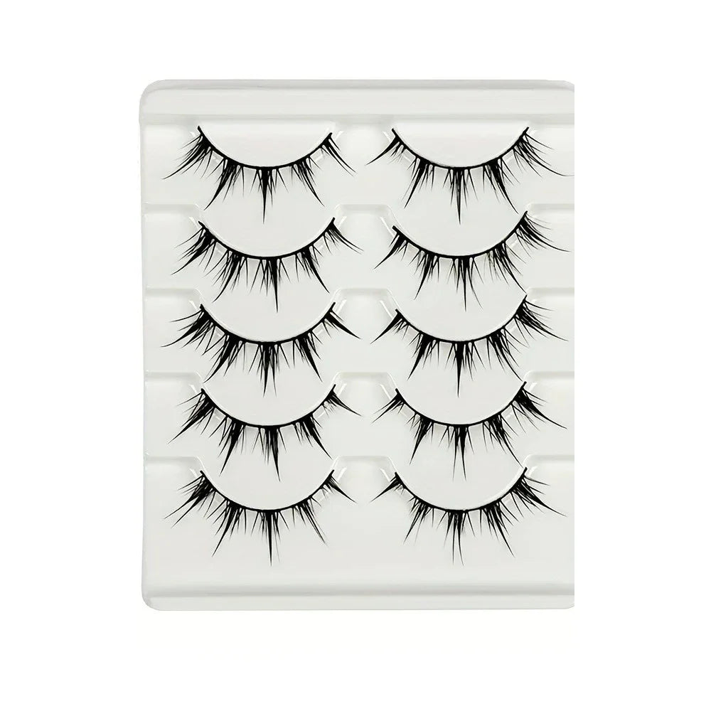 Anime-Inspired False Eyelashes – 5 Pairs Cartoon Eye Faux Lashes for Dramatic Demon Style Look