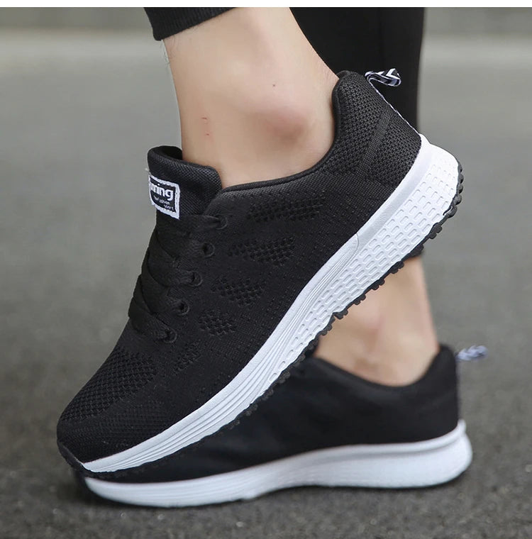 2025 Women’s Breathable Mesh Sneakers – Fashionable Lace-Up Trainers for Comfort & Style