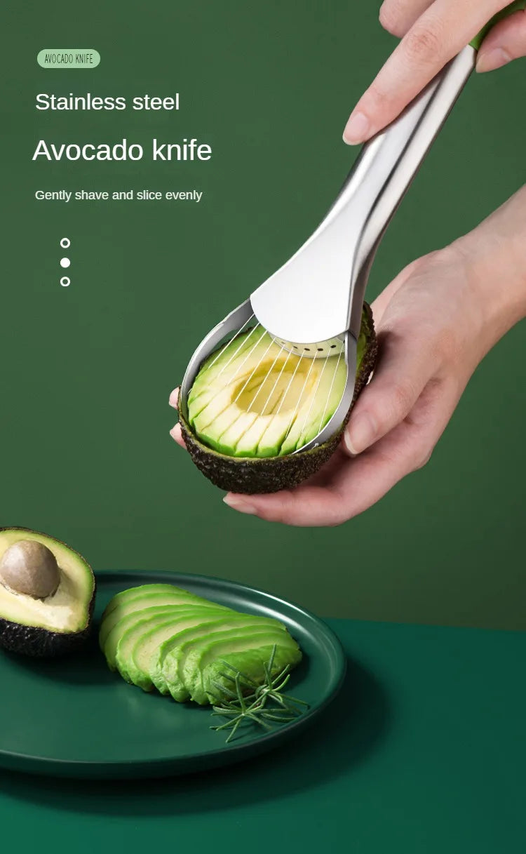 Avocado Knife Gadget 3-in-1 Stainless Steel Cutter Fruit Slicer Kitchen Tool