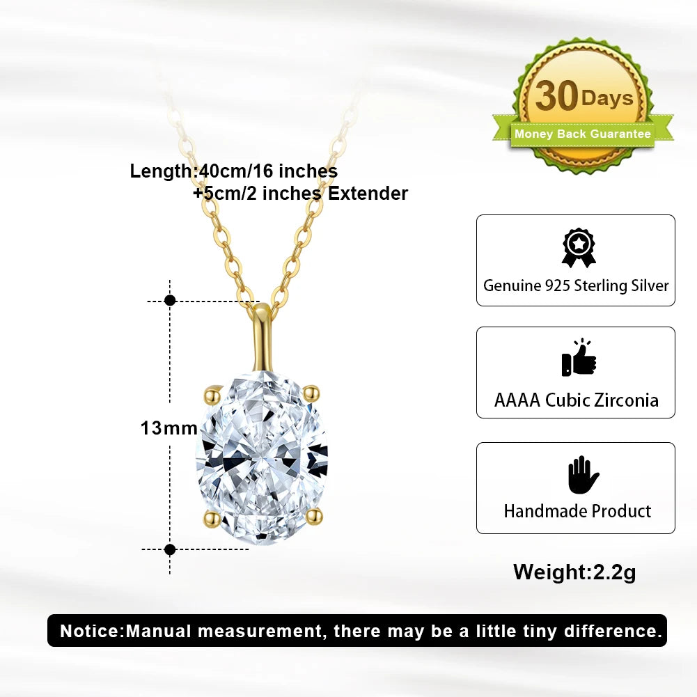 ORSA JEWELS 925 Sterling Silver Solitaire Cubic Zirconia Pendant Necklace – Classic Dainty Jewelry for Women