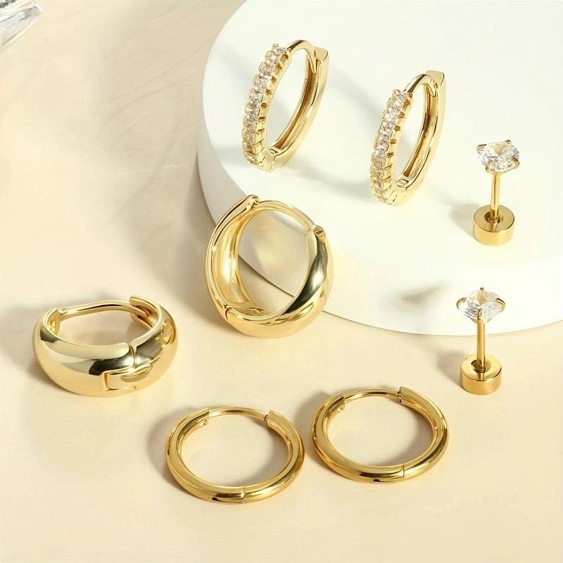 8pcs Hypoallergenic Thick Earrings Set – Stylish Cartilage Jewelry for Women