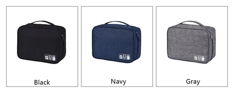 Waterproof Cable Storage Organizer Bag – Portable Travel Electronic Accessories Case for Cables & Chargers