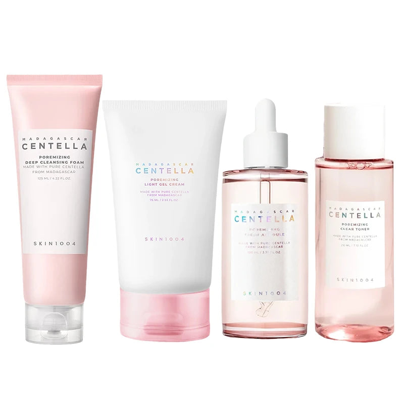 Korean Skin Care Centella Travel Kit Toner, Ampoule, Soothing Cream, Cleansing Oil, Foam, Basic Skincare Box 5pcs Set Gift Set