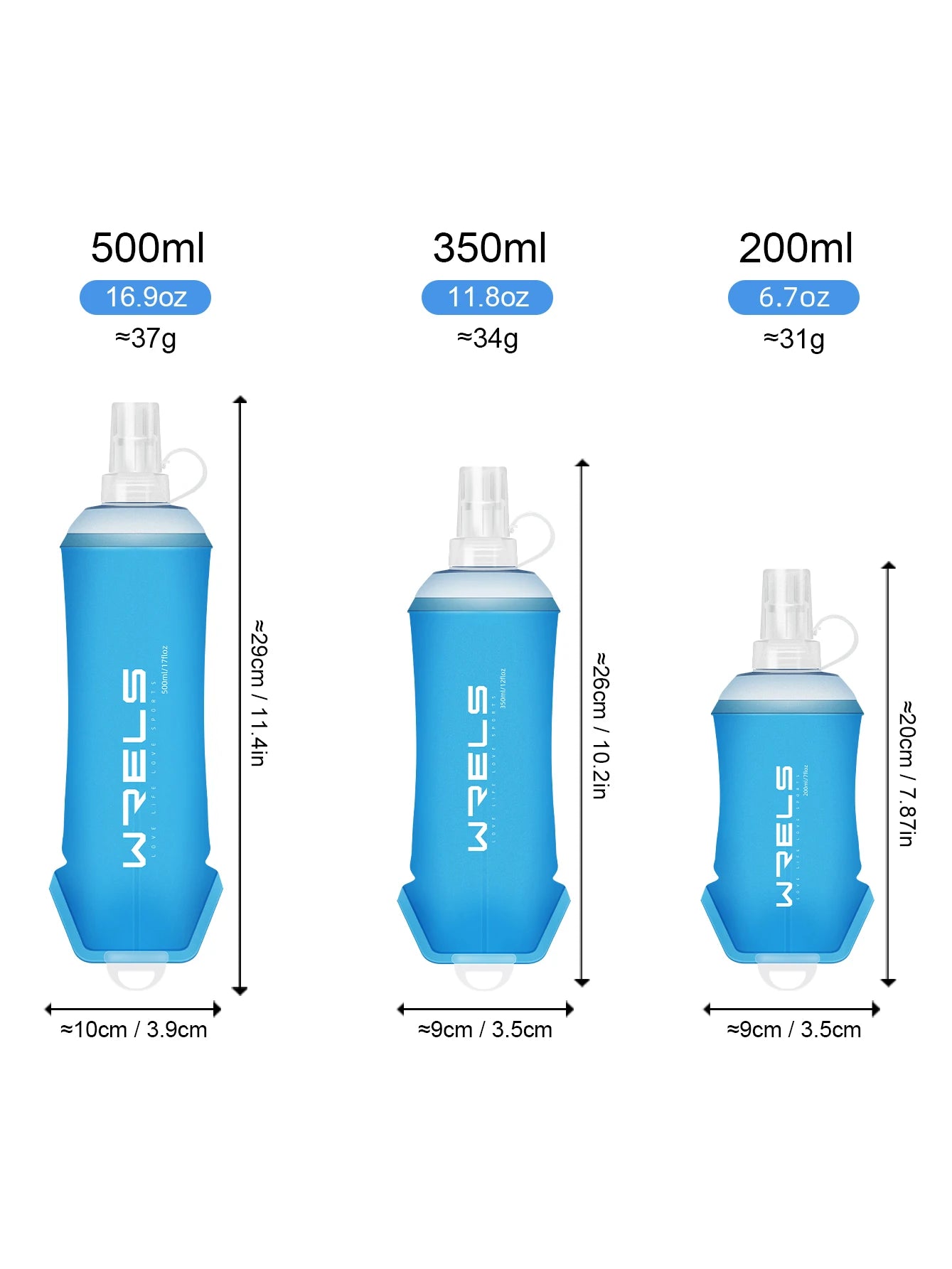 WRELS Foldable Silicone Water Bottle Outdoors Traveling Sport Running Cycling Kettle Healthy Soft Material TPU BPA-Free Kettle