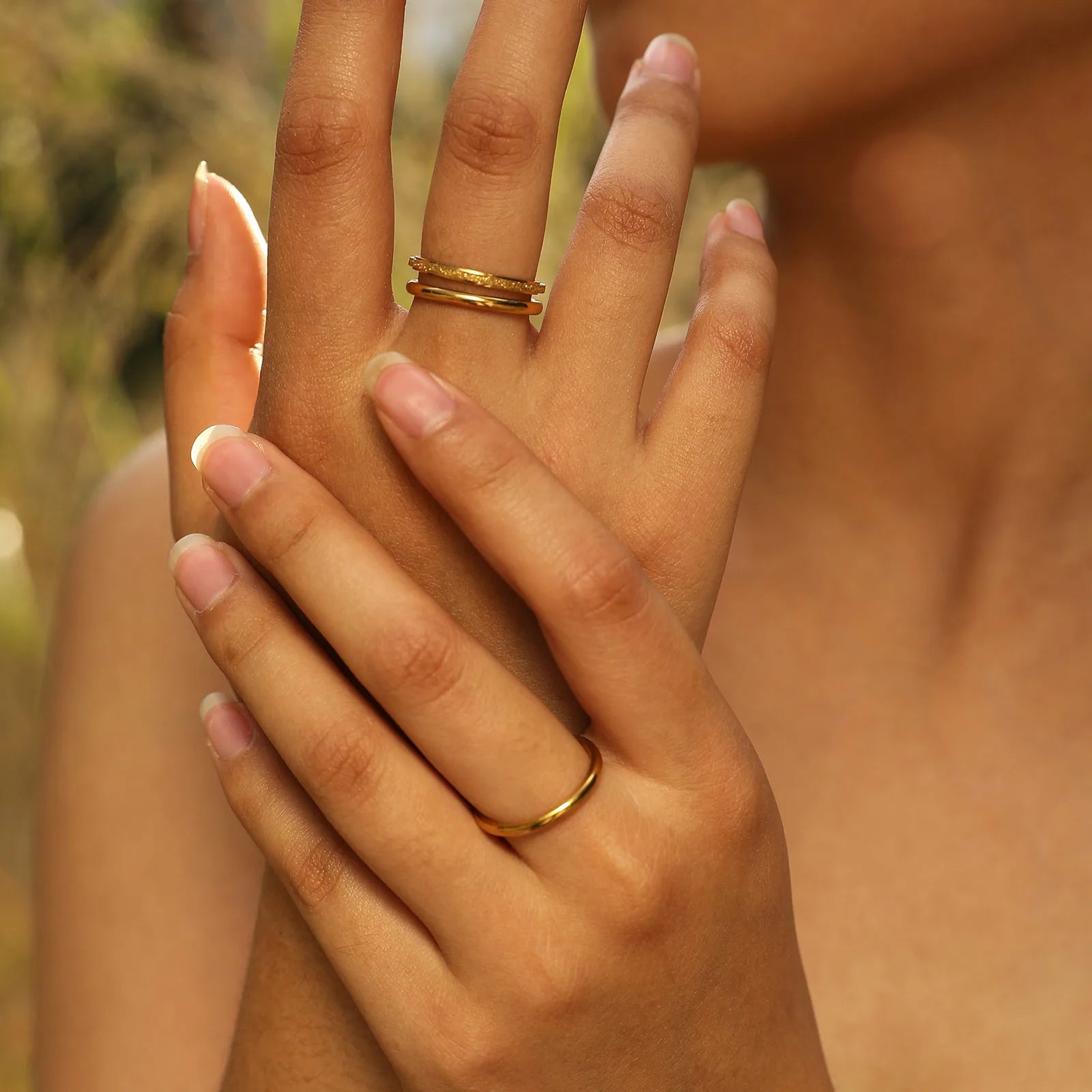 Women’s 3PCS Stainless Steel Slim Rings – Gold Plated 2mm Stacked Finger Bands, Trendy Party Jewelry