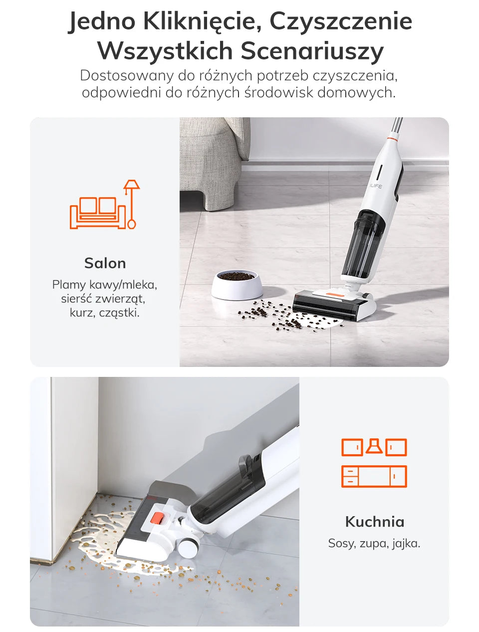 ILIFE W90 Cordless Wet & Dry Smart Vacuum Mop – 5500Pa Suction, 1-Min Self-Cleaning, Dual Water Tank