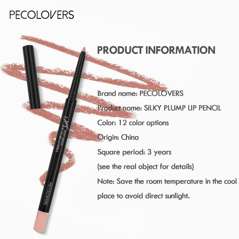 Waterproof Matte Lipliner Pencil – Red Contour Lipstick, Long-Lasting, Non-Stick & Moisturizing (12 Colors)