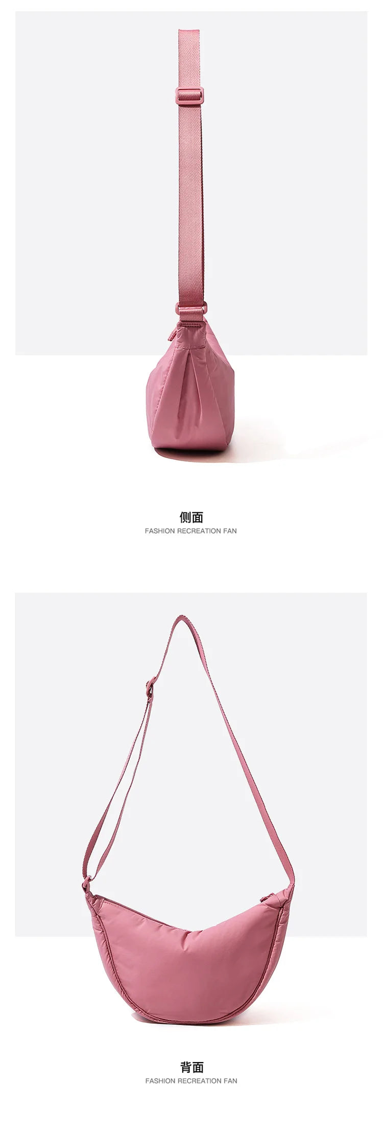 Solid Color Women’s Nylon Shoulder Bag – Portable Padded Crossbody Messenger Travel Handbag