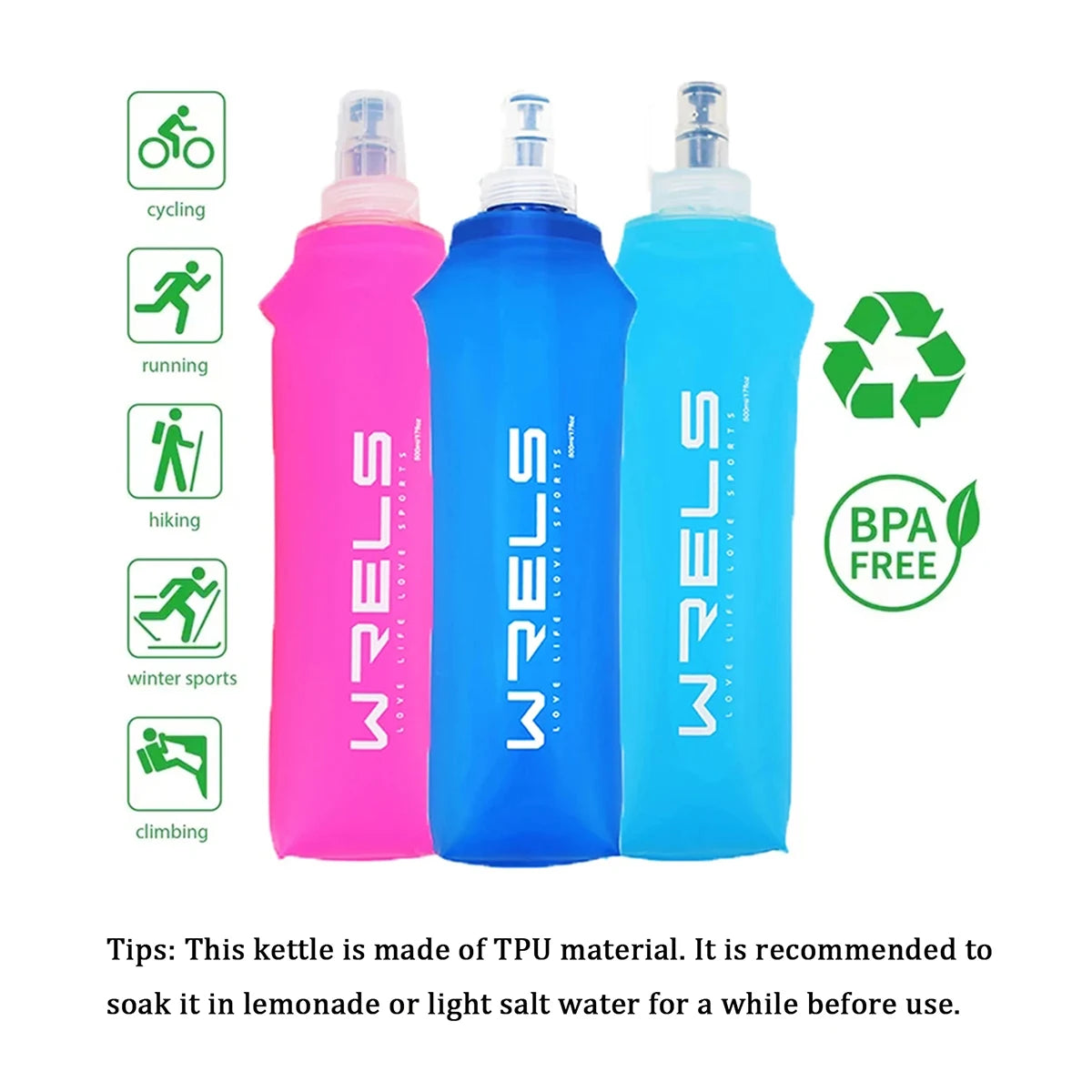 1pc 150ml/250ml/500ml Outdoor Collapsible Silicone Bite Size Water Bottle Running Camping Hiking Travel Convenient Water Bottle