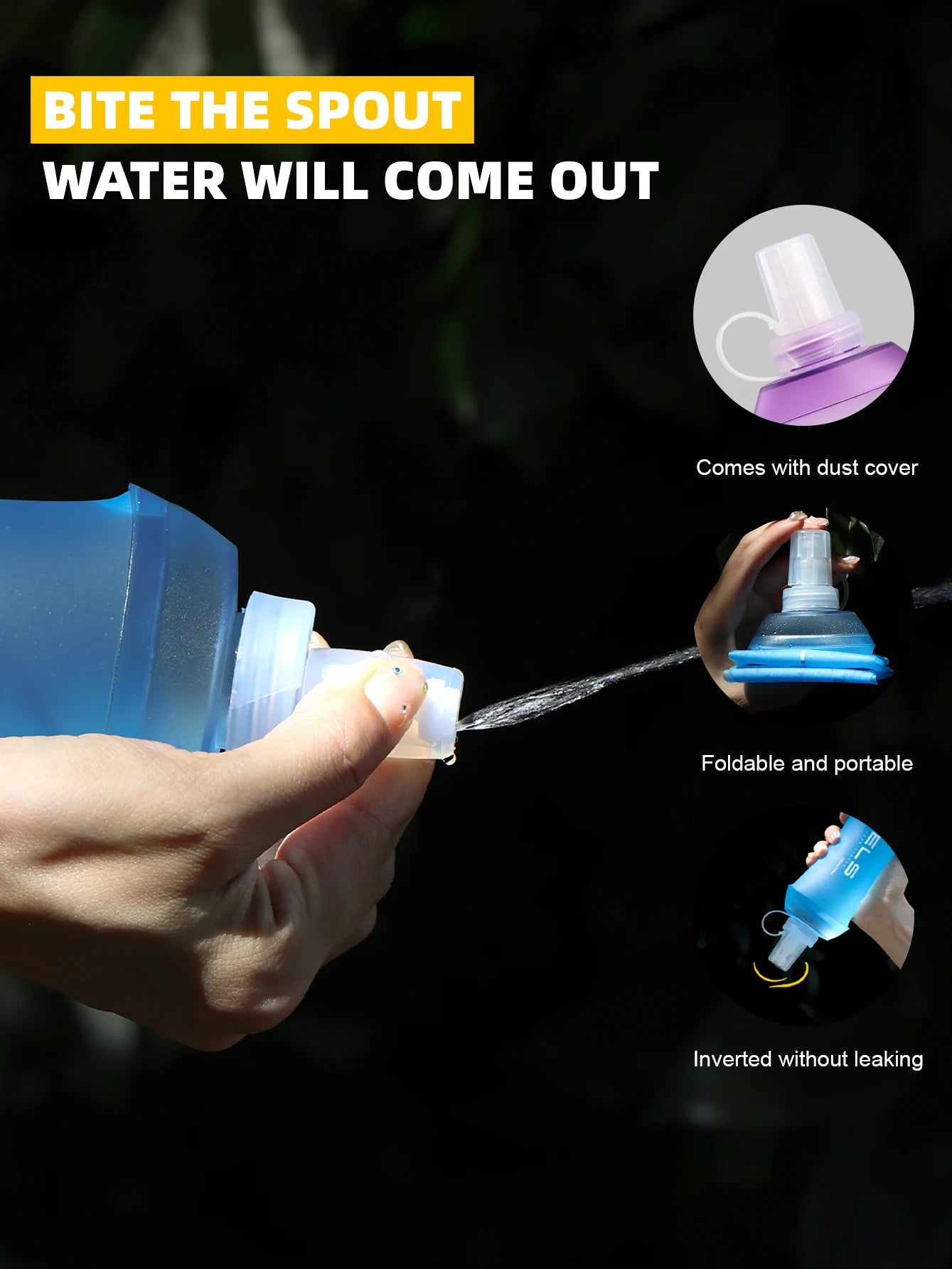 WRELS Foldable Silicone Water Bottle Outdoors Traveling Sport Running Cycling Kettle Healthy Soft Material TPU BPA-Free Kettle