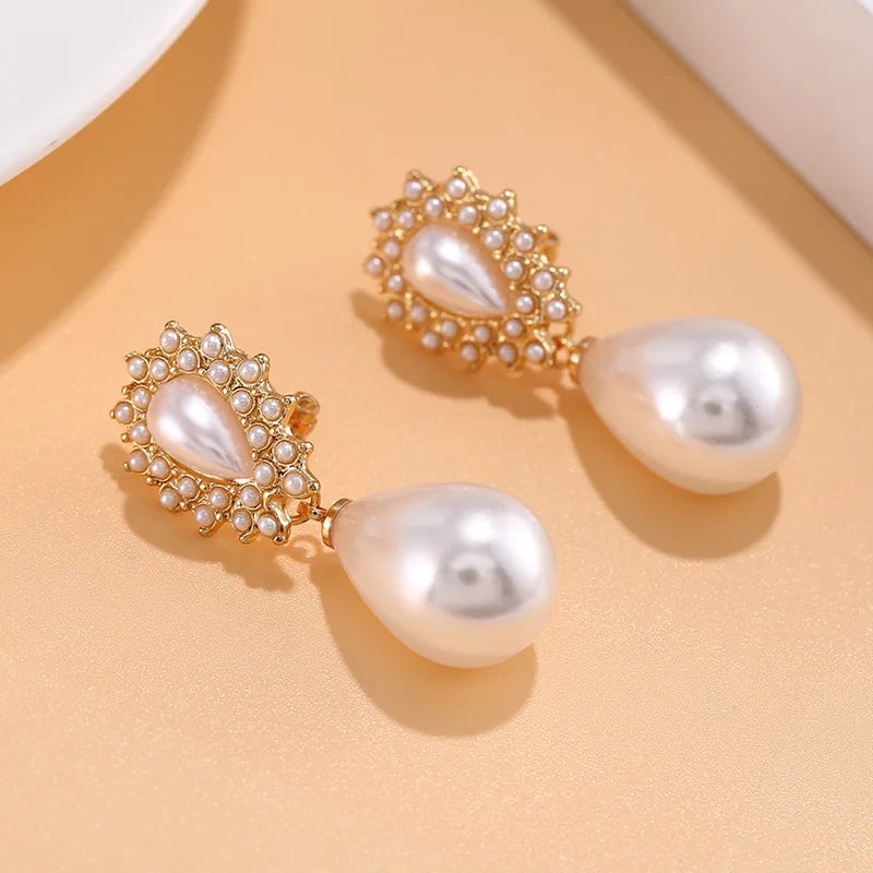 Fashion Waterdrop Baroque Pearl Clip On Earrings Charm Pendant Geometric No Pierced Ear Clips For Women Wedding Jewelry Gifts