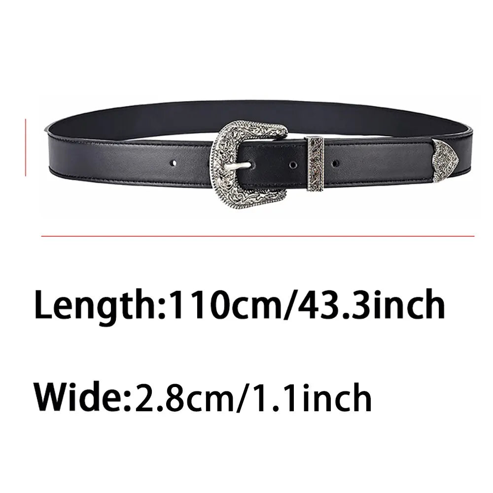 Vintage Carved PU Leather Belt – Punk Hip Hop Y2K Style Unisex