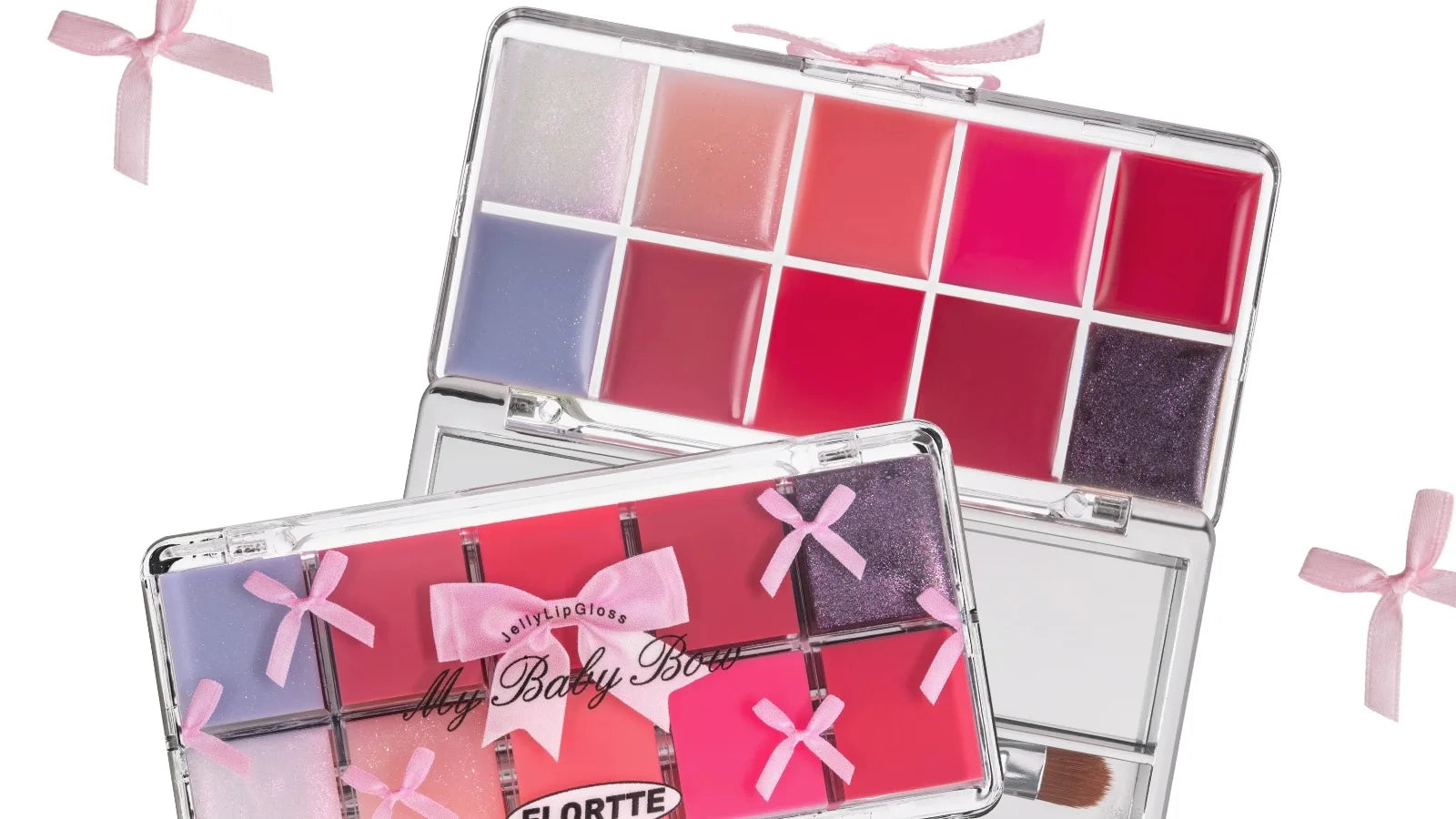 FLORTTE 10-Color Lip Palette – Glossy, Moisturizing & Pigmented Lip Gloss & Lipstick Set