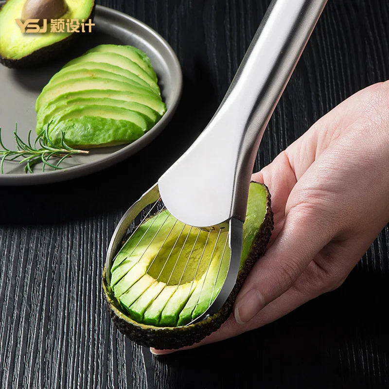 Avocado Knife Gadget 3-in-1 Stainless Steel Cutter Fruit Slicer Kitchen Tool