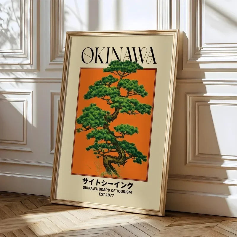 Japanese Retro Okinawa Canvas – Vintage Travel Art Poster for Home & Living Room Décor